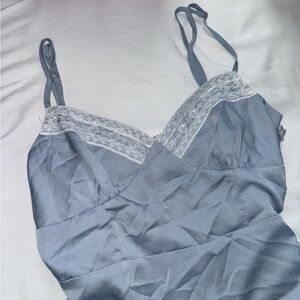 Lelis Blue and White Lace Mini Dress